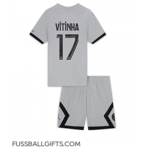 Paris Saint-Germain Vitinha Ferreira #17 Fußballbekleidung Auswärtstrikot Kinder 2022-23 Kurzarm (+ kurze hosen)